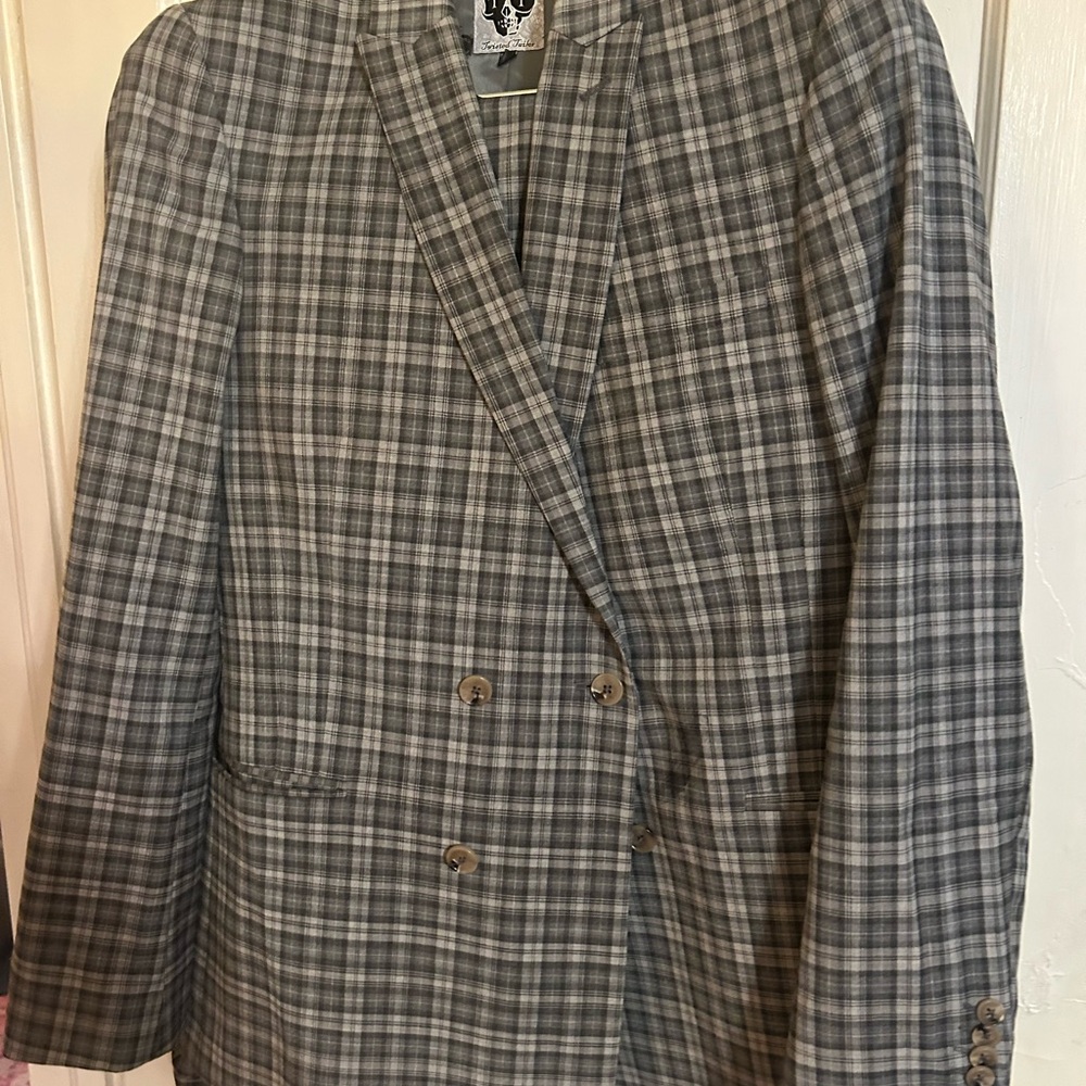 Gray Plaid Men's Suit Blazer
